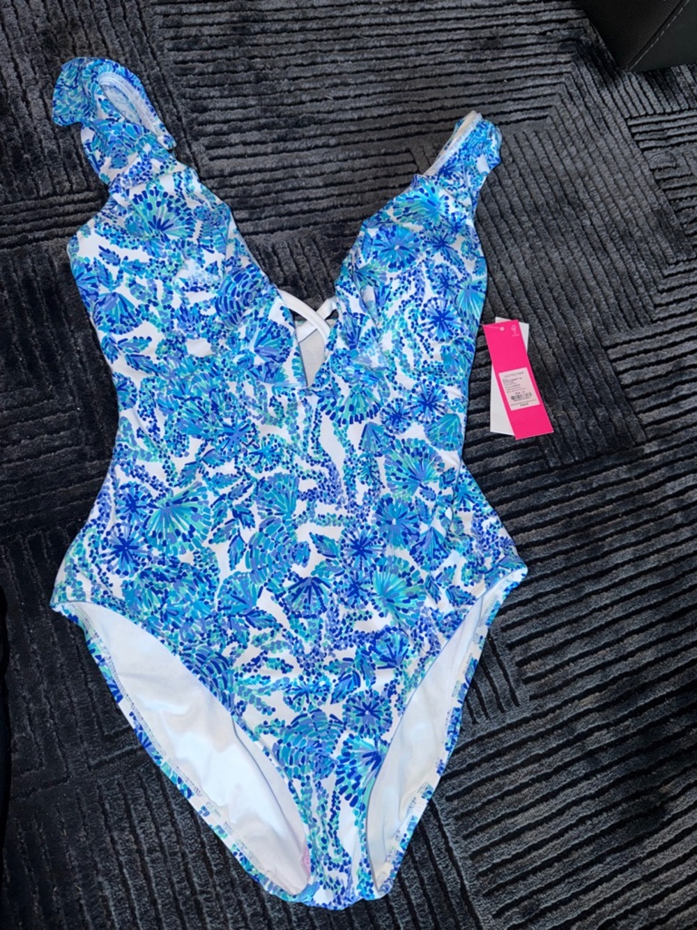 Lilly Pulitzer Blue & White Floral One-Piece Swimsuit